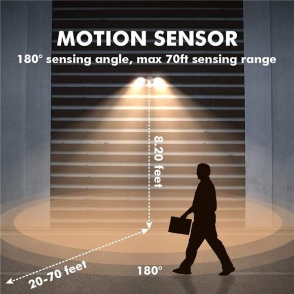 1800LM LED Motion Sensor Light Outdoor, Dual-Head Security Light, 3000K - Picture 6 of 8